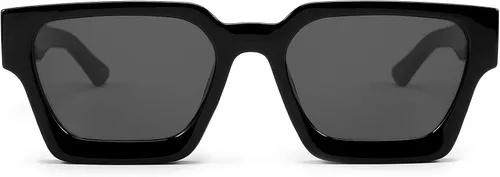 Vista 2 de YuJian Gafas de sol cuadradas para mujeres y hombres, marco grueso retro, diseño simple, a la moda, rectangular, sombras YJ3093