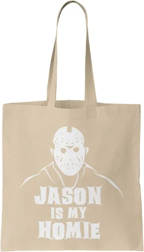 Vista 22 de Camp Crystal Lake Scenery - Bolsa reutilizable para comestibles con máscara Jason (negro)