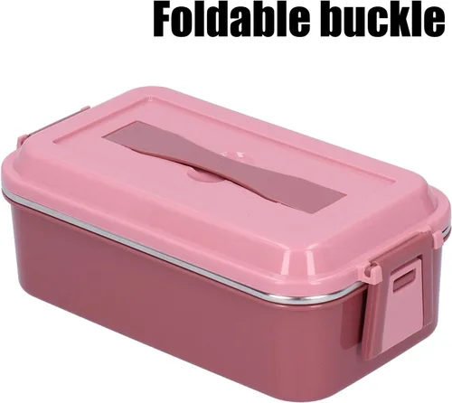 Vista 8 de Portable Stainless Steel Lunch Box, Bento Insulated Rectangular Rice Box, Single Layer Food Container with Handle for Home and School Use