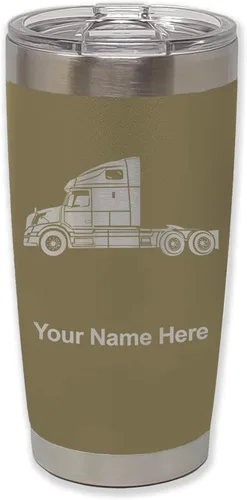 Vista 36 de LaserGram Taza aislada al vacío de 20 onzas, cabina de camión, grabado personalizado incluido (negro)