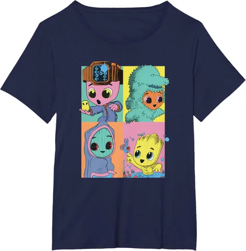 Vista 13 de Marvel I Am Groot Pop Art Costumes Box Up Camiseta, Negro