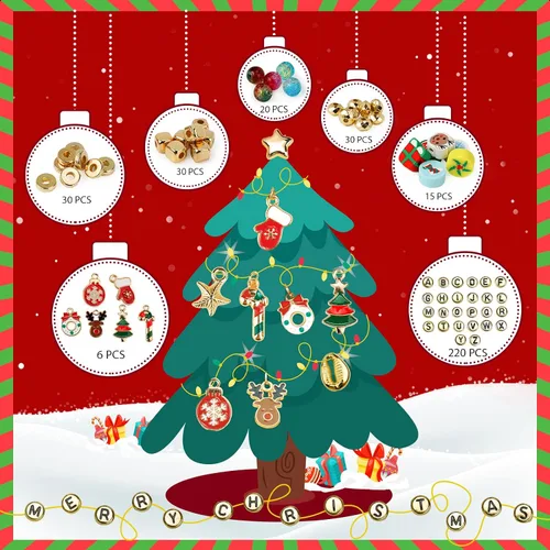Vista 4 de Dowsabel Kit de 6000 Piezas de Cuentas de Arcilla Navideñas para Hacer Pulseras para Principiantes, Kit de Cuentas de Arcilla con Encantos