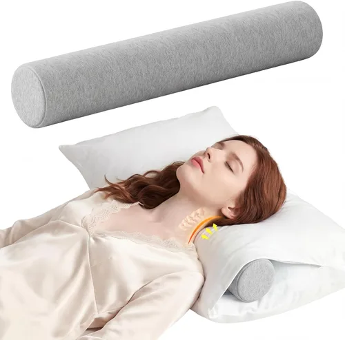 Vista 15 de Almohada Cervical de Rollo, Almohadas de Soporte Cervical de Espuma Viscoelástica, Almohadas de Cuello Redondas, Almohadas Cilíndricas de Refuerzo