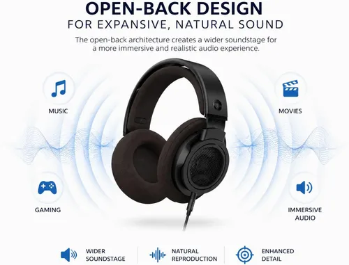 Vista 4 de PHILIPS SHP9500CY Over-Ear Open-Back Hi-Fi Headphones – 50mm Drivers, Lightweight Comfort Design, Wide Soundstage, Detachable Cable, Home Audio