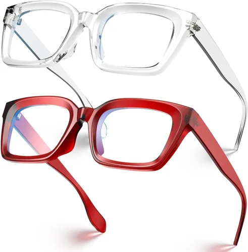 Vista 15 de Square Blue Light Glasses for woman Chunky Oversized negro (Black&Clear)
