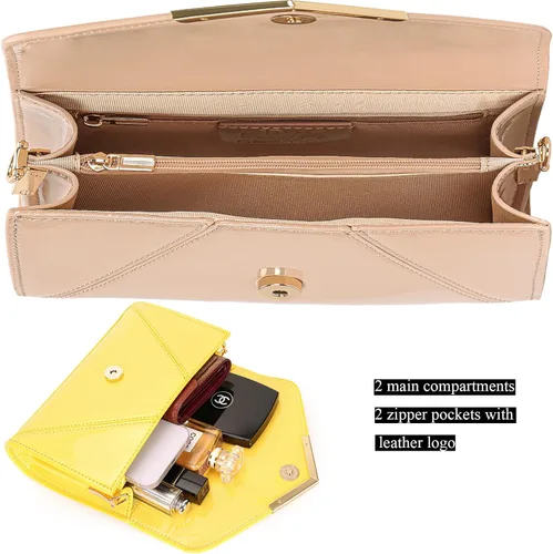 Vista 7 de DEXMAY - Bolso de mano de noche para mujer, de charol sintético, plegable, bolso formal