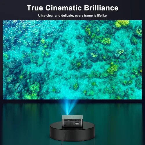 Vista 10 de HAPPRUN 3000 ANSI Lumens Outdoor Projector with Built-in Apps, Smart