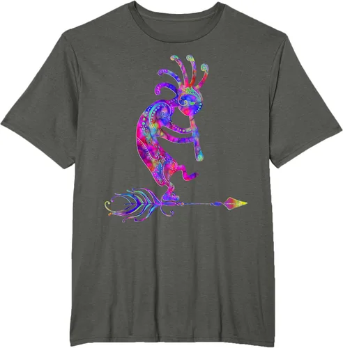 Vista 7 de Native American Kokopelli With Feather 2 - Camiseta Fan Fun, Negro, S