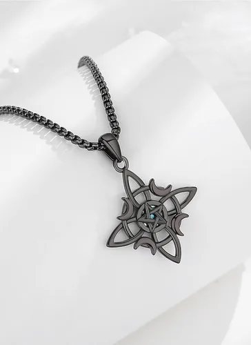 Vista 2 de CELESTIA Nudo de Bruja Plata 925 - Collar de plata de ley original con nudo de brujas para mujer, cadena extensora de 20 pulgadas + 2 pulgadas