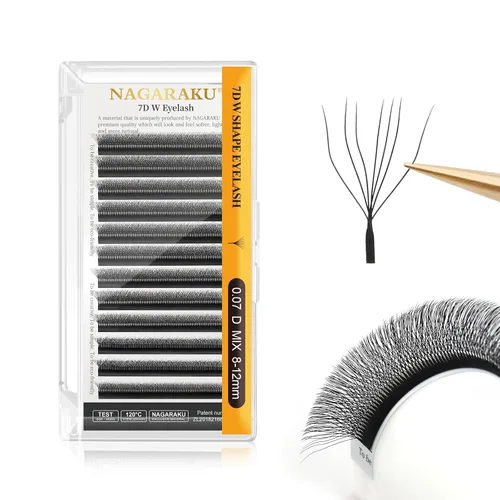 Vista 337 de NAGARAKU Extensiones de pestañas prefabricadas en abanico 3D W 0.05 C 0.315 0.05-C 3D W