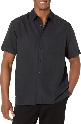 Vista 8 de Cubavera Camisa de manga corta con botones y un bolsillo para hombre Botones Allure/Marrón