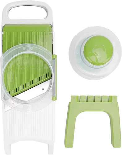 Vista 7 de Cortadora de mandolina, 12.5 x 4 x 7 pulgadas, picadora multifuncional de verduras, trituradora de juliana portátil para papas fritas y verduras