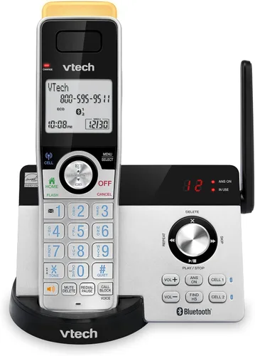 Vista 20 de VTech IS8128-11 - Teléfono inalámbrico DECT 6.0 de alcance superlargo para el hogar con contestador automático, alcance de hasta 2300 pies, bloqueo