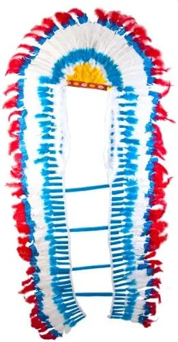 Vista 4 de Adultos de Indian Tocado de plumas Costume Set