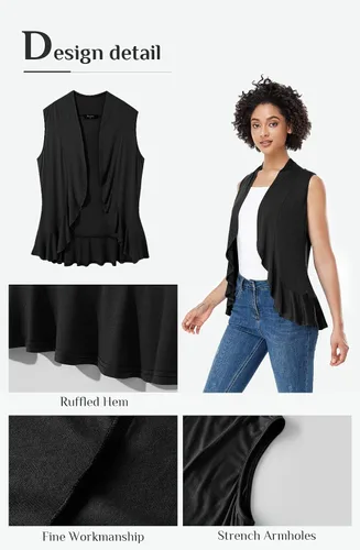 Vista 5 de Xeoxarel - Chaleco sin mangas de mujer con parte delantera abierta (S-3XL)