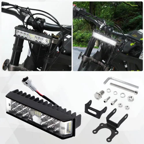 Vista 9 de Kit de faros delanteros, barra de luz Plug N Play para Sur ron Segway con soporte de montaje e interruptor para faros delanteros 6000-6500K