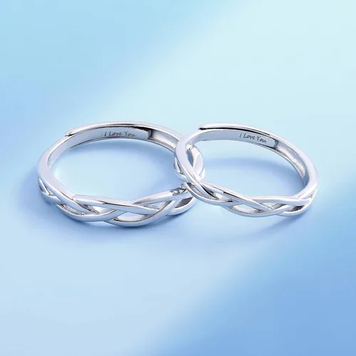 Vista 5 de ANAZOZ I Love You His & Hers - Anillos de boda a juego con circonita cúbica ajustable para parejas