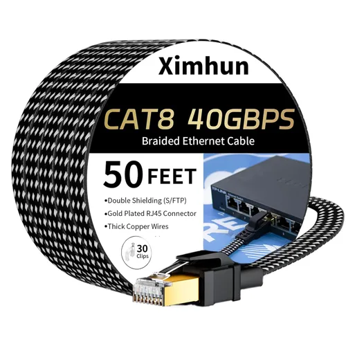 Vista 12 de Cables Ethernet Cat 8 de 3 pies, cable trenzado de red de Internet