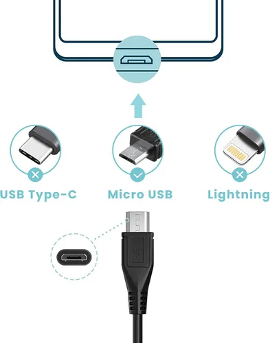 Vista 2 de Cable de carga micro USB compatible con HyperX Cloud Flight, Corsair Void Void Pro HS70 HS70 Pro K63, Razer BlackShark V2 Pro, auriculares Turtle