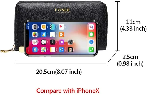 Vista 2 de Carteras de cuero para mujer cuero genuino con bloqueo RFID caja de regalo negro talla única