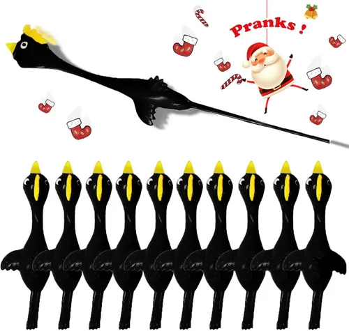 Vista 13 de Slingshot Pollo de goma Pollo Flick Pollo Volador Flingers Stress Gag Toys Stress Gag Toys, tirachinas de pollo de goma, divertidos rellenos