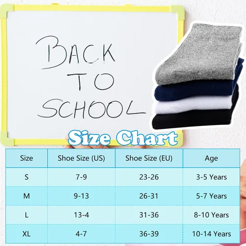 Vista 7 de Calcetines de algodón sin costuras para niños y niñas, calcetines escolares de vestir, 6 pares