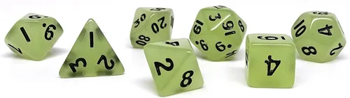 Vista 15 de Mini colección de dados poliédricos de 0.394 pulgadas - Incluye un D20, D12, D10, D8, D6, D4 y D00 (Aqua Shine)