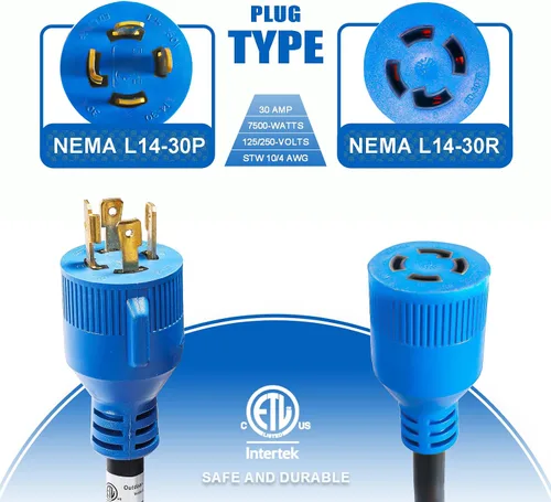 Vista 3 de Cable generador de 30 amperios y caja de entrada de alimentación, cables de generador de 15 pies de 30 amperios,Cable de alimentación de generador