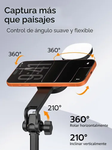 Vista 4 de USKEYVISION Trípode magnético de 69" para iPhone con luz magnética
