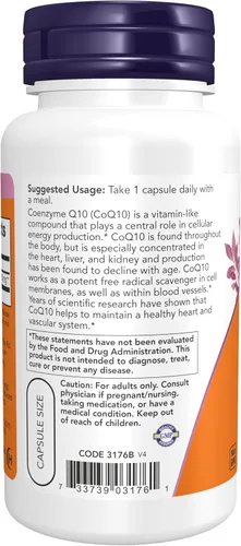 Vista 3 de NOW Foods CoQ10 200mg 60 VegiCaps (Paquete de 2)