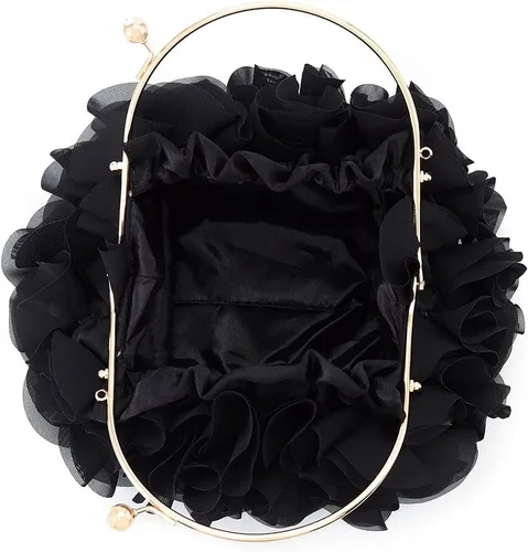 Vista 5 de Yokawe Bolsos de mano florales para mujer, bolsa de noche con flores de satén, bolsas de fiesta de graduación
