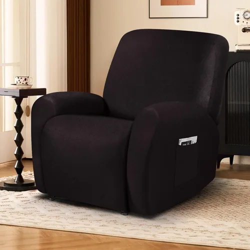 Vista 6 de ANARACHON Fundas para sillas reclinables con aspecto de cuero, funda elástica de 4 piezas, funda suave para silla reclinable, protector de muebles