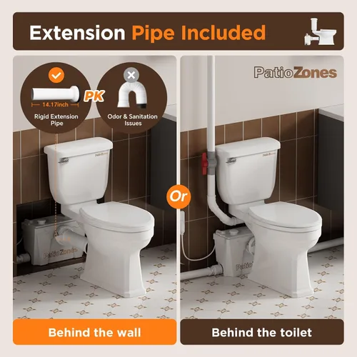 Vista 6 de Sistema de inodoro macerador Upflush - Inodoro de altura ADA de 17.7