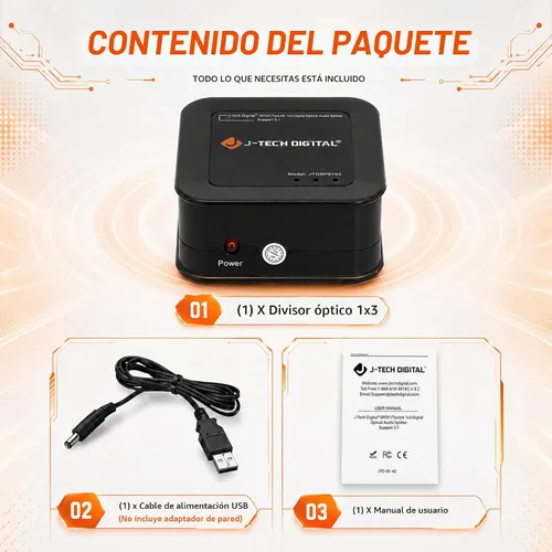 Vista 6 de J-Tech Digital Interruptor digital premium de señal de fibra óptica a audio SPDIF, con conexión TOSLINK, con control remoto