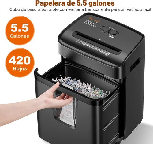 Vista 5 de Bonsaii Trituradora de papel resistente de corte cruzado de 12 hojas para Negro