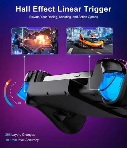 Vista 3 de Anti-Drift & Fast-ConnectWireless Gaming Controller for iPhoneAndroid, Hall Joystick&Trigger Bluetooth Phone Controller, Handheld Game Console
