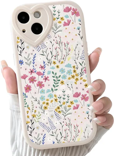 Vista 34 de Lovmooful Funda para iPhone 13 con diseño de oso lindo floral con lente de flor (Bear Flower)