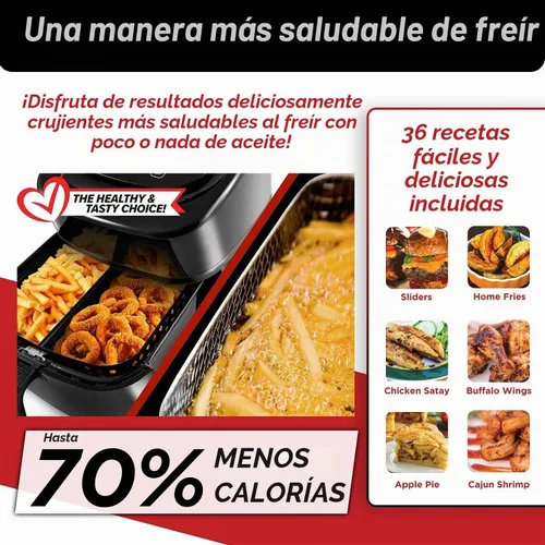 Vista 4 de Nuwave Brio Healthy Freidora de aire digital saludable de 6 cuartos con controles digitales de un solo toque, 6 funciones de menú preestablecidas e