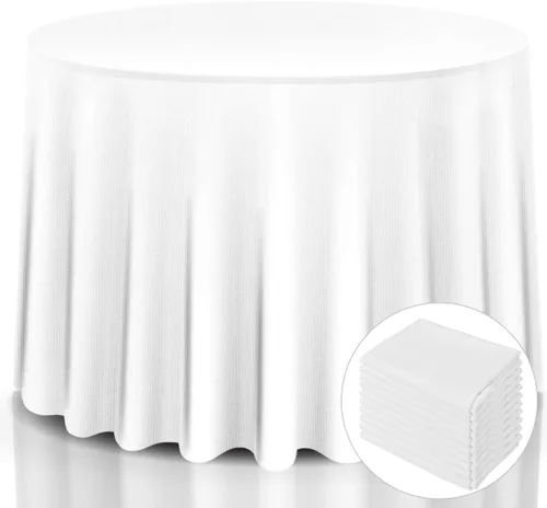 Vista 3 de Giantex Mantel redondo de poliéster de alta calidad, lavable a máquina, duradero, para recepción, restaurante, banquete, fiesta