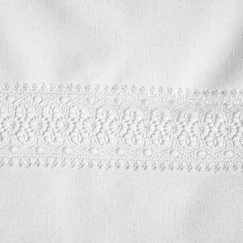 Vista 4 de Violet Linen Splendour Exquisito patrón de borde de encaje de macramé, encaje bordado de poliéster, blanco, 52 x 70 pulgadas, asientos de 4 a 6