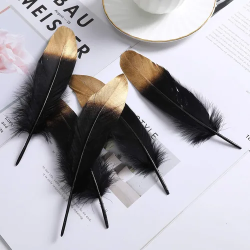 Vista 4 de 50 plumas de ganso bañadas en oro, coloridas plumas de ganso bañadas en plata, 6-8 pulgadas de longitud para manualidades, hogar, fiesta, boda