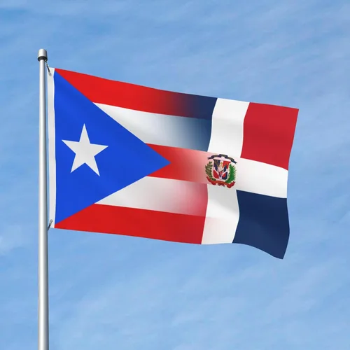 Vista 2 de Bandera de República Dominicana de Puerto Rico de 3 x 5 pies, 3 x 5 pies, nailon para exteriores e interiores, 3 x 5 pies, Fla gcon ojales de latón