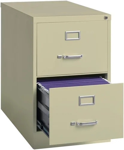 Vista 4 de Pemberly Row Archivador vertical de metal beige de 2 cajones de 28.38 pulgadas, con cerradura, premontado, tamaño legal estacionario para el hogar