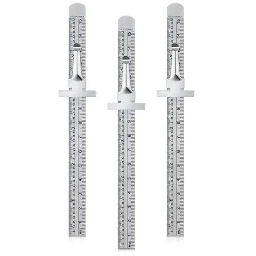 Vista 7 de 2 piezas de regla de bolsillo de 6 pulgadas 15 cm, regla de precisión flexible de acero inoxidable con clips desmontables, regla de bolsillo