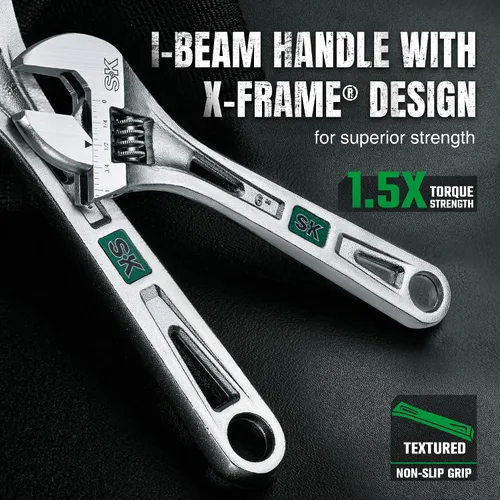Vista 5 de SK Llave ajustable de 6 pulgadas, capacidad de mandíbula de 15/16", acero Cr-V, SAE y básculas métricas