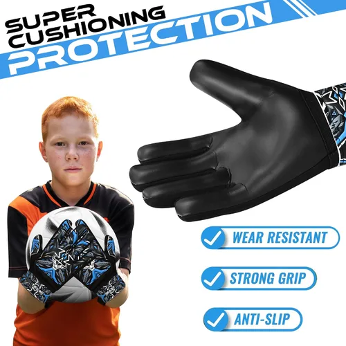 Vista 3 de BEAST RAGE Guantes de portero de fútbol, guantes de portero para niños y jóvenes, guantes de portero de fútbol con agarre fuerte, soporte de muñeca