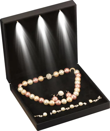 Vista 3 de LED negro extra grande collar colgante pendientes anillo pulsera conjunto