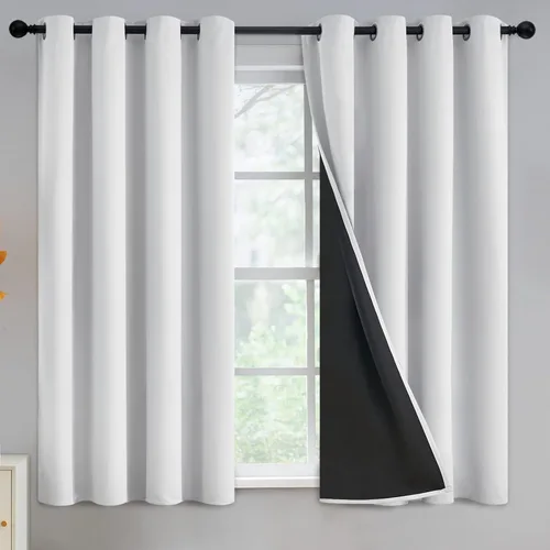 Vista 182 de Yakamok Cortinas negras, cortinas de ventana con aislamiento térmico y eficiencia energética para dormitorio, cortinas opacas completas y cortinas
