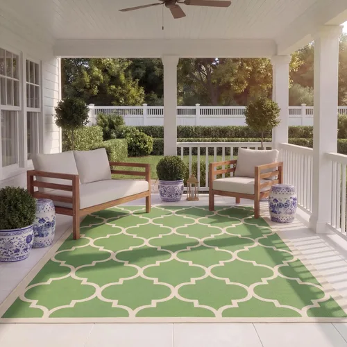 Vista 19 de SAFAVIEH Courtyard Collection - Alfombra decorativa de 2 x 3 pies 7 pulgadas, verde oscuro y beige, no desprende pelusa y de fácil cuidado