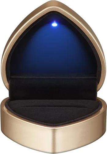Vista 2 de Caja de regalo de anillo en forma de corazón con luz LED, caja de joyería de terciopelo con luz, caja de exhibición de joyas para boda, compromiso